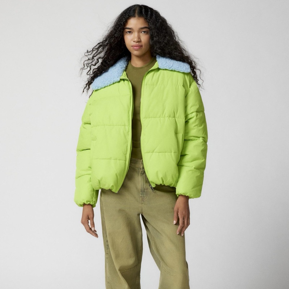 NWOT Urban Outfotters UO Duckie Faux Shearling Collar Puffer Jacket